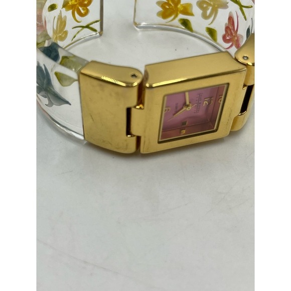 Joan Rivers Vintage Translucent Lucite Floral Wristband Watch - Picture 12 of 16